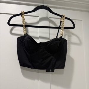Fashion Nova Black Bikini Top with‎ Gold Accents